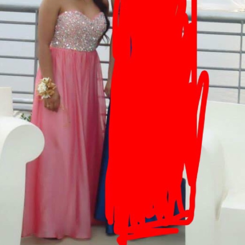 Pink strapless prom dress
